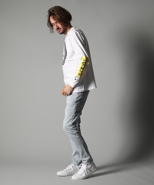STUD MUFFIN（スタッドマフィン）の「mlt3394-5.6ozコットン天竺 FOREIGNフォームプリント LSTシャツ（Tシャツ/カットソー・メンズ・ブラック/ホワイト・3/2/4）」の5枚目の写真