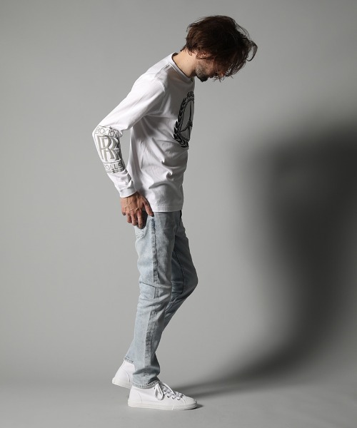 STUD MUFFIN（スタッドマフィン）の「mlt3394-5.6ozコットン天竺 FOREIGNフォームプリント LSTシャツ（Tシャツ/カットソー・メンズ・ブラック/ホワイト・3/2/4）」の6枚目の写真