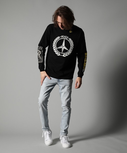 STUD MUFFIN（スタッドマフィン）の「mlt3394-5.6ozコットン天竺 FOREIGNフォームプリント LSTシャツ（Tシャツ/カットソー・メンズ・ブラック/ホワイト・3/2/4）」の13枚目の写真