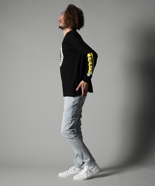 STUD MUFFIN（スタッドマフィン）の「mlt3394-5.6ozコットン天竺 FOREIGNフォームプリント LSTシャツ（Tシャツ/カットソー・メンズ・ブラック/ホワイト・3/2/4）」の14枚目の写真