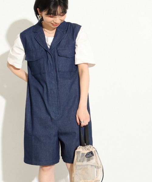 Factor=（ファクターイコール）の「ハーフパンツテーラードコンビネゾン（つなぎ/オールインワン・レディース・ベージュ/カーキ/インディゴブルー・FREE）」の15枚目の写真