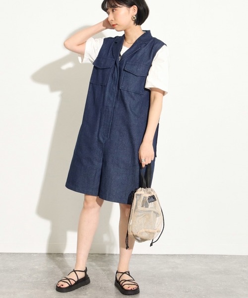 Factor=（ファクターイコール）の「ハーフパンツテーラードコンビネゾン（つなぎ/オールインワン・レディース・ベージュ/カーキ/インディゴブルー・FREE）」の13枚目の写真