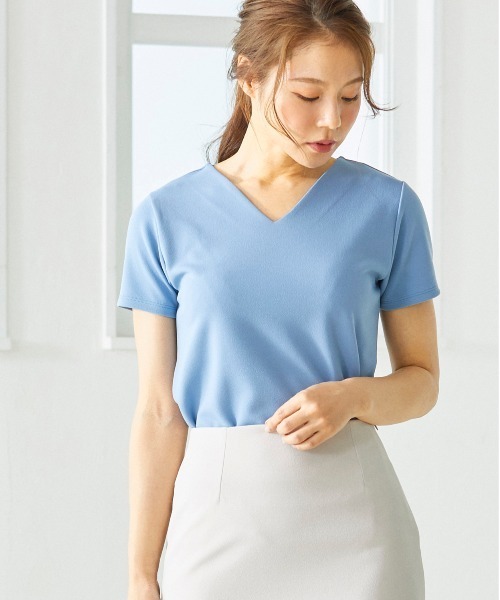 12Twelve Agenda(トゥエルブ アジェンダ)の「Vネック半袖Tシャツ(Tシャツ/カットソー・レディース・チャコールグレー/ライトグレー/ライトブルー/モカ/ダークブラウン/ブラック・M)」の12枚目の写真