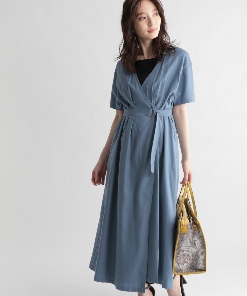 Andemiu（アンデミュウ）の「カシュクールフウワンピース951705（ワンピース・レディース・ライトブルー/ブラウン/サンドグレー・FREE）」の3枚目の写真