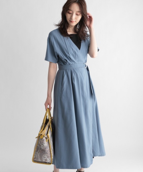 Andemiu（アンデミュウ）の「カシュクールフウワンピース951705（ワンピース・レディース・ライトブルー/ブラウン/サンドグレー・FREE）」の8枚目の写真