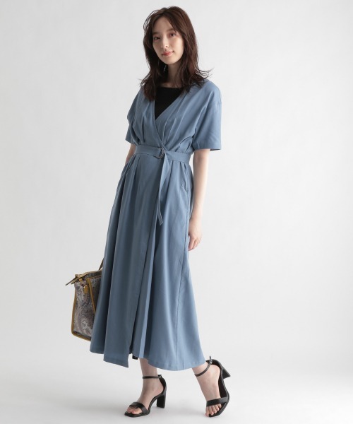 Andemiu（アンデミュウ）の「カシュクールフウワンピース951705（ワンピース・レディース・ライトブルー/ブラウン/サンドグレー・FREE）」の9枚目の写真