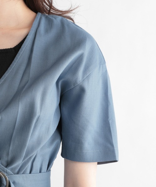 Andemiu（アンデミュウ）の「カシュクールフウワンピース951705（ワンピース・レディース・ライトブルー/ブラウン/サンドグレー・FREE）」の18枚目の写真