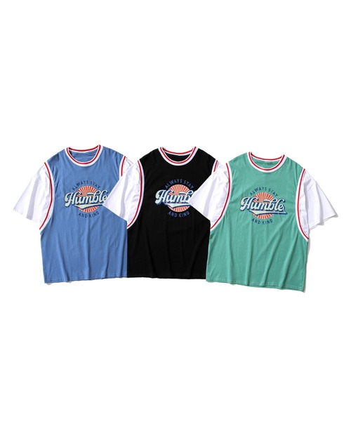 HOOK（フック）の「【HOOK】【2021新作】 アメカジ配色tシャツベストドッキングトップス アンサンブル風（Tシャツ/カットソー・メンズ・ブラック/ブルー/グリーン/グレー/ホワイト・M/L/XL/XXL）」の14枚目の写真