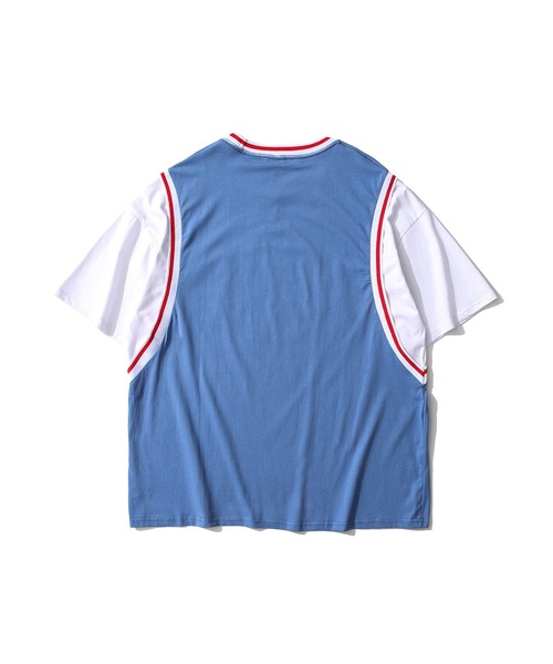 HOOK（フック）の「【HOOK】【2021新作】 アメカジ配色tシャツベストドッキングトップス アンサンブル風（Tシャツ/カットソー・メンズ・ブラック/ブルー/グリーン/グレー/ホワイト・M/L/XL/XXL）」の16枚目の写真