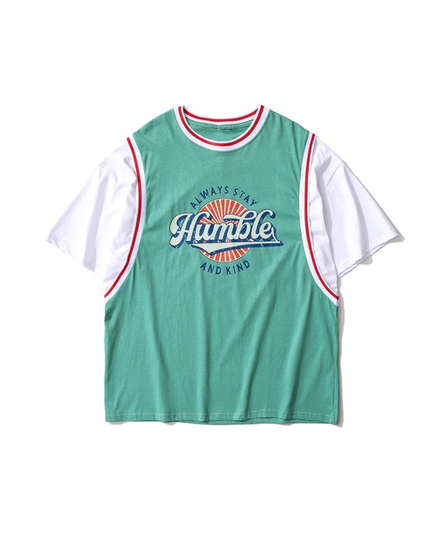 HOOK（フック）の「【HOOK】【2021新作】 アメカジ配色tシャツベストドッキングトップス アンサンブル風（Tシャツ/カットソー・メンズ・ブラック/ブルー/グリーン/グレー/ホワイト・M/L/XL/XXL）」の17枚目の写真