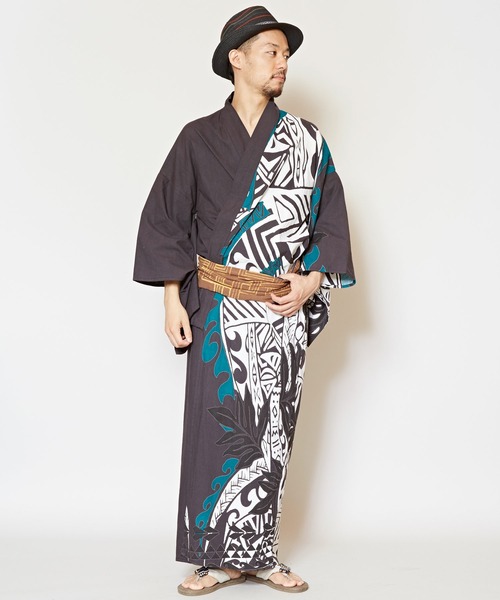 チャイハネ（チャイハネ）の「【チャイハネ】ポリネシアントライバル柄メンズ浴衣（浴衣・メンズ・ブラック/マスタード・FREE）」の11枚目の写真