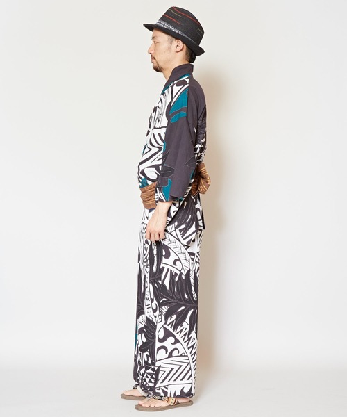 チャイハネ（チャイハネ）の「【チャイハネ】ポリネシアントライバル柄メンズ浴衣（浴衣・メンズ・ブラック/マスタード・FREE）」の13枚目の写真