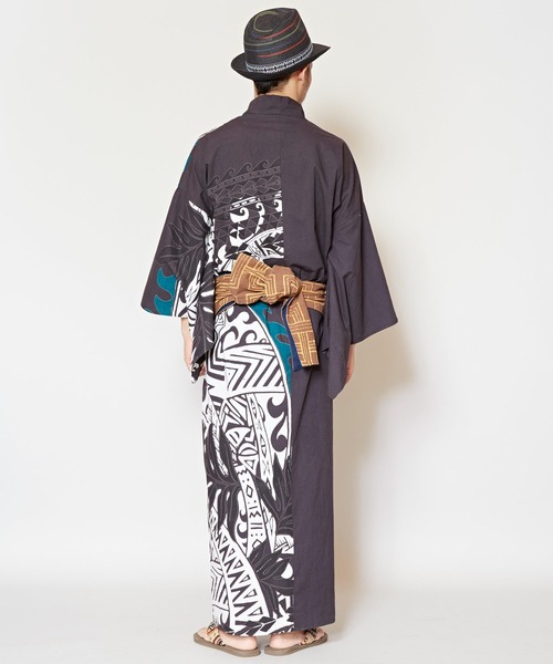 チャイハネ（チャイハネ）の「【チャイハネ】ポリネシアントライバル柄メンズ浴衣（浴衣・メンズ・ブラック/マスタード・FREE）」の15枚目の写真