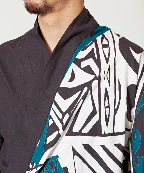 チャイハネ（チャイハネ）の「【チャイハネ】ポリネシアントライバル柄メンズ浴衣（浴衣・メンズ・ブラック/マスタード・FREE）」の19枚目の写真