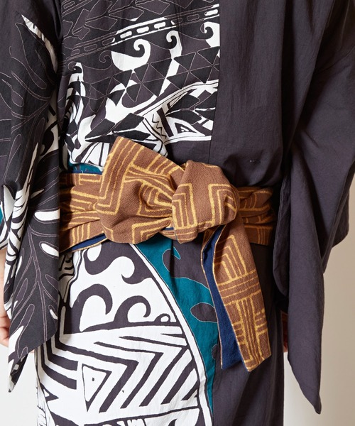 チャイハネ（チャイハネ）の「【チャイハネ】ポリネシアントライバル柄メンズ浴衣（浴衣・メンズ・ブラック/マスタード・FREE）」の16枚目の写真