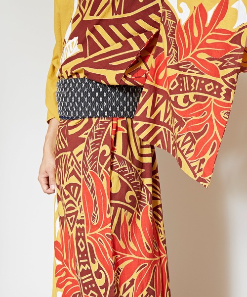 チャイハネ（チャイハネ）の「【チャイハネ】ポリネシアントライバル柄メンズ浴衣（浴衣・メンズ・ブラック/マスタード・FREE）」の9枚目の写真