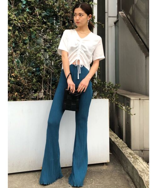 EMODA（エモダ）の「フロントギャザートップ（Tシャツ/カットソー・レディース・オレンジ/ブラック/ホワイト/ブルー・FREE）」の7枚目の写真