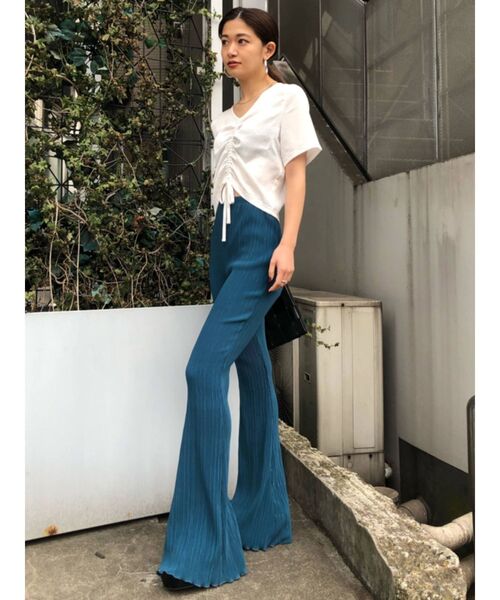 EMODA（エモダ）の「フロントギャザートップ（Tシャツ/カットソー・レディース・オレンジ/ブラック/ホワイト/ブルー・FREE）」の8枚目の写真