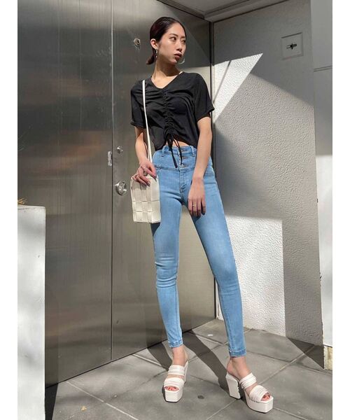 EMODA（エモダ）の「フロントギャザートップ（Tシャツ/カットソー・レディース・オレンジ/ブラック/ホワイト/ブルー・FREE）」の14枚目の写真