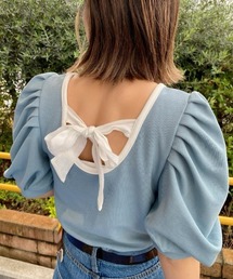 WEGO | WEGO/バックリボン配色スクエアTシャツ(Tシャツ/カットソー)