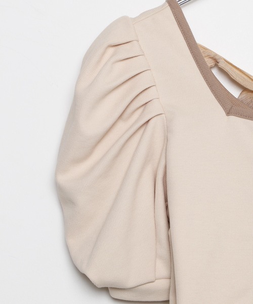 WEGO（ウィゴー）の「WEGO/バックリボン配色スクエアTシャツ（Tシャツ/カットソー・レディース・ライトベージュ/サックスブルー・FREE）」の8枚目の写真