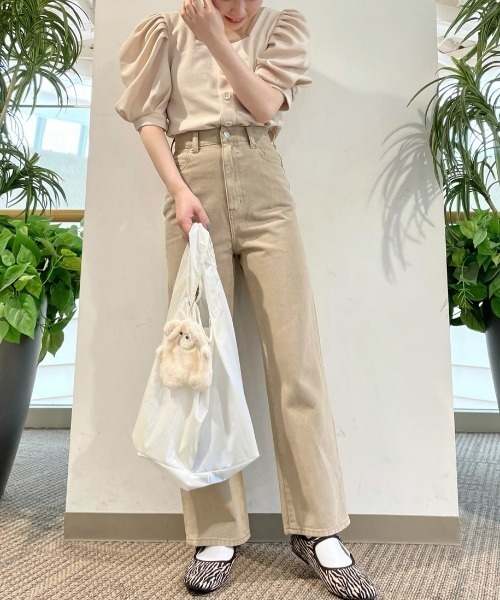 WEGO（ウィゴー）の「WEGO/バックリボン配色スクエアTシャツ（Tシャツ/カットソー・レディース・ライトベージュ/サックスブルー・FREE）」の11枚目の写真