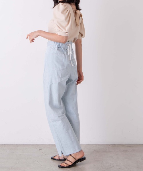 WEGO（ウィゴー）の「WEGO/バックリボン配色スクエアTシャツ（Tシャツ/カットソー・レディース・ライトベージュ/サックスブルー・FREE）」の15枚目の写真