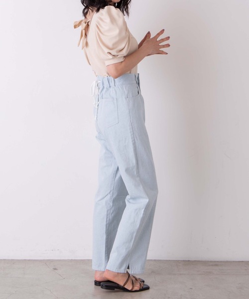 WEGO（ウィゴー）の「WEGO/バックリボン配色スクエアTシャツ（Tシャツ/カットソー・レディース・ライトベージュ/サックスブルー・FREE）」の16枚目の写真