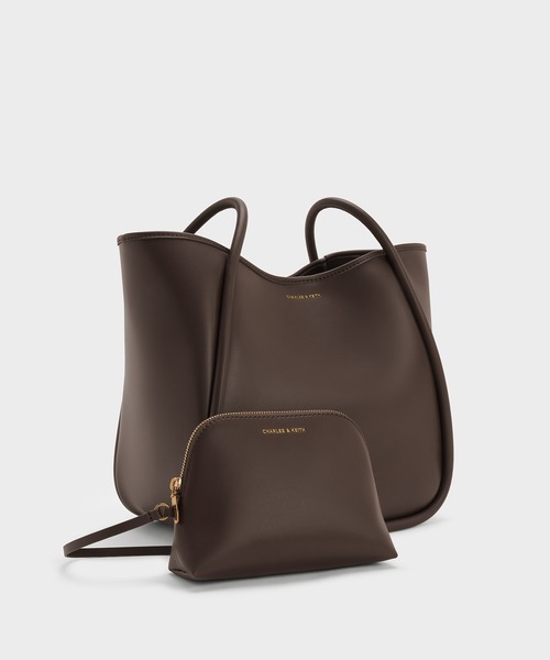 チャールズ&キース ☆ 巾着 2WAY ハンドバッグ ブラック フラワーデザイン Charles and Keith - チャールズ&キース ☆ 巾着 2WAY