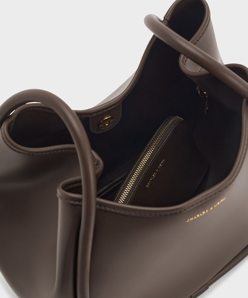 CHARLES & KEITH ラベンダートートバッグ CHARLES ＆ KEITH トートバッグ Lyla ライラ チューブラスラウ