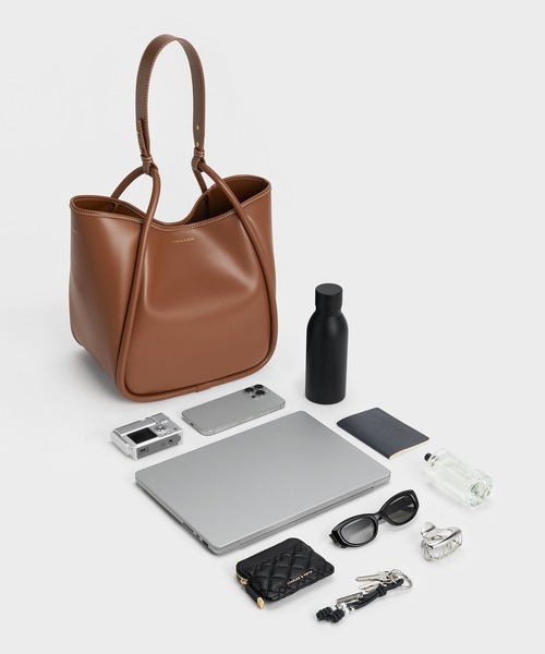 CHARLES & KEITH ラベンダートートバッグ ウーブン ダブルハンドルトートバッグ - ライラック | CHARLES