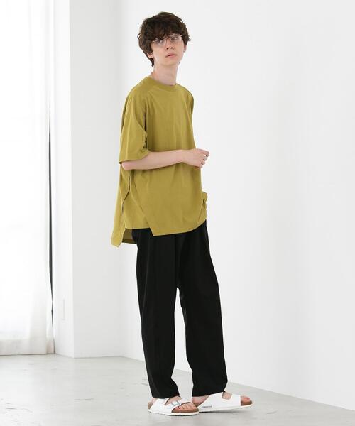 FEELING MADE（フィーリングメイド）の「FEELING MADE クイックドライ天竺 ダイアゴナルライン ビッグTシャツ（Tシャツ/カットソー・レディース・ベージュ/ダークグレー/オリーブ/ライラック/ホワイト・FREE）」の8枚目の写真