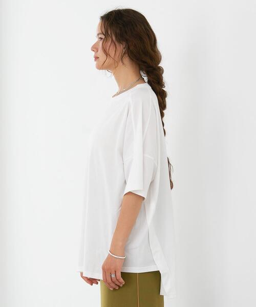 FEELING MADE（フィーリングメイド）の「FEELING MADE クイックドライ天竺 ダイアゴナルライン ビッグTシャツ（Tシャツ/カットソー・レディース・ベージュ/ダークグレー/オリーブ/ライラック/ホワイト・FREE）」の12枚目の写真