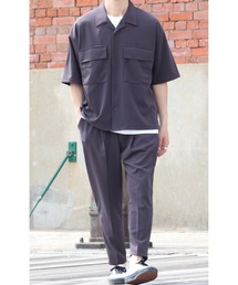 B.I.D.（ビーアイディー）の「《Bling leads》セットアップ商品＊梨地オープンカラーシャツ＆イージーテーパードパンツ（セットアップ）」