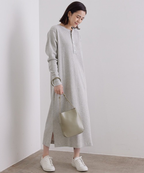 HANES（ヘインズ）の「【Hanes for SALON】THERMAL ONEPIECE（ワンピース・レディース・ブラック/ホワイト/グレー・FREE）」の3枚目の写真