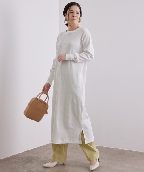 HANES（ヘインズ）の「【Hanes for SALON】THERMAL ONEPIECE（ワンピース・レディース・ブラック/ホワイト/グレー・FREE）」の14枚目の写真