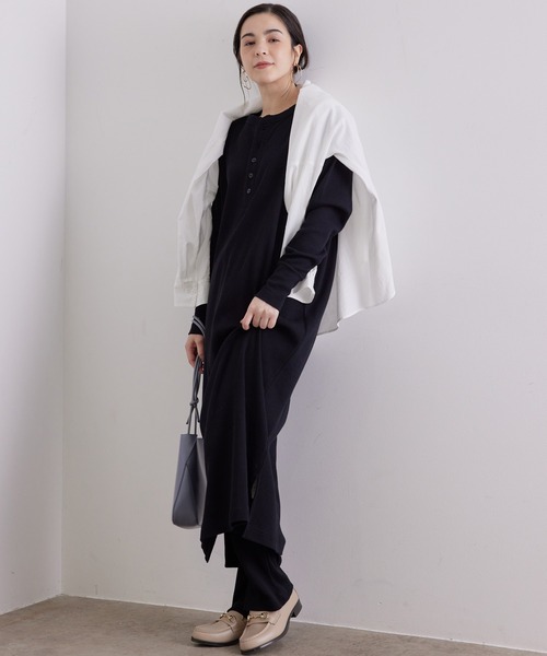 HANES（ヘインズ）の「【Hanes for SALON】THERMAL ONEPIECE（ワンピース・レディース・ブラック/ホワイト/グレー・FREE）」の15枚目の写真