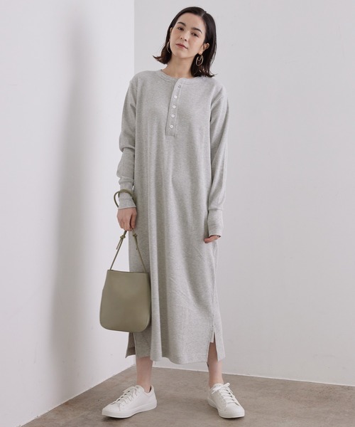 HANES（ヘインズ）の「【Hanes for SALON】THERMAL ONEPIECE（ワンピース・レディース・ブラック/ホワイト/グレー・FREE）」の7枚目の写真