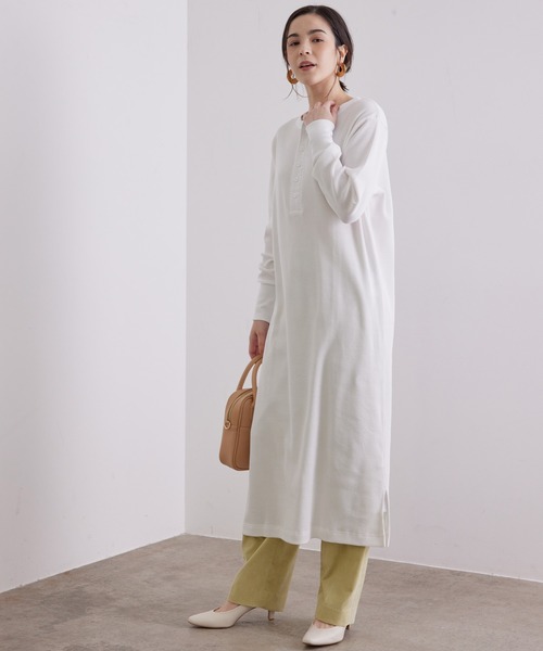 HANES（ヘインズ）の「【Hanes for SALON】THERMAL ONEPIECE（ワンピース・レディース・ブラック/ホワイト/グレー・FREE）」の11枚目の写真