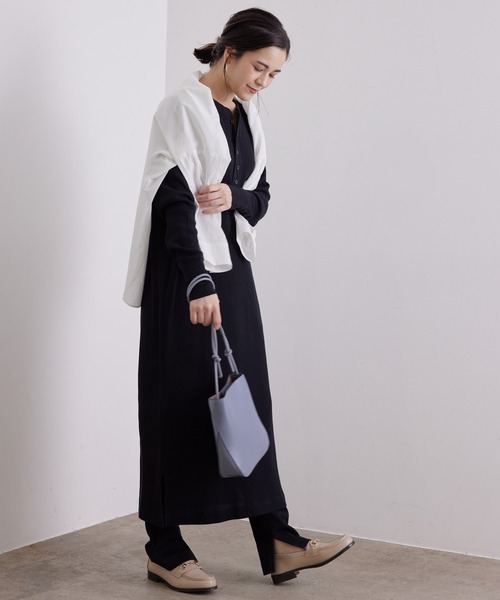 HANES（ヘインズ）の「【Hanes for SALON】THERMAL ONEPIECE（ワンピース・レディース・ブラック/ホワイト/グレー・FREE）」の5枚目の写真