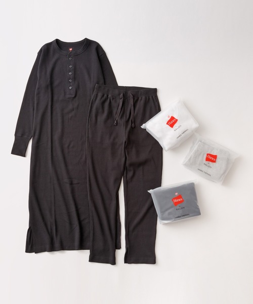 HANES（ヘインズ）の「【Hanes for SALON】THERMAL ONEPIECE（ワンピース・レディース・ブラック/ホワイト/グレー・FREE）」の22枚目の写真