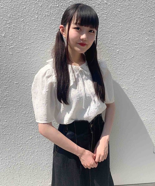 Hamble by Par Avion(ハンブルバイパラビオン)の「レース衿Teeブラウス(Tシャツ/カットソー・レディース・オフホワイト/ブラック・ONESIZE)」の10枚目の写真