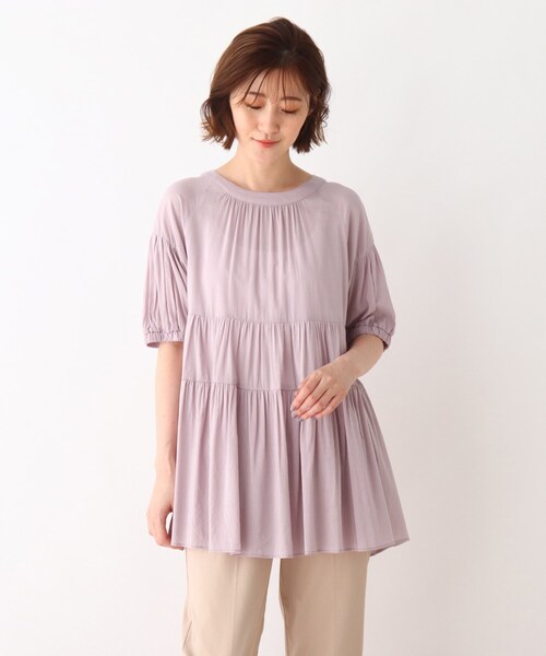 DRESKIP（ドレスキップ）の「◆2WAYティアードチュニックブラウス（シャツ/ブラウス・レディース・ホワイト系/パープル/ブラック・02/04/03）」の3枚目の写真