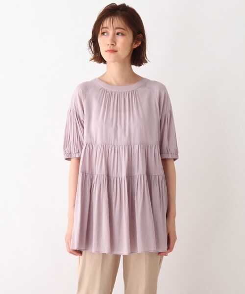 DRESKIP（ドレスキップ）の「◆2WAYティアードチュニックブラウス（シャツ/ブラウス・レディース・ホワイト系/パープル/ブラック・02/04/03）」の4枚目の写真