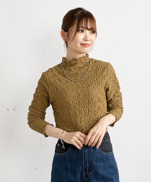 prose verse（プロズヴェール）の「シュリンク加工ハイネックプルオーバー（Tシャツ/カットソー・レディース・アイボリー/ブラック/カーキ・MEDIUM/LARGE）」の10枚目の写真