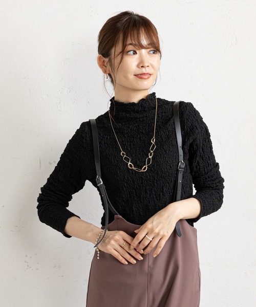 prose verse（プロズヴェール）の「シュリンク加工ハイネックプルオーバー（Tシャツ/カットソー・レディース・アイボリー/ブラック/カーキ・MEDIUM/LARGE）」の6枚目の写真