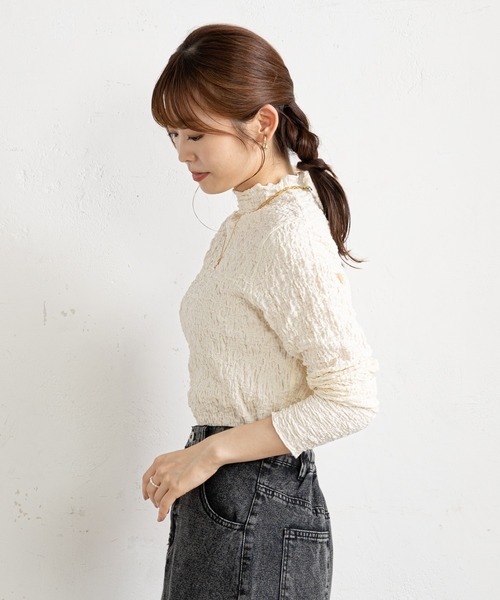 prose verse（プロズヴェール）の「シュリンク加工ハイネックプルオーバー（Tシャツ/カットソー・レディース・アイボリー/ブラック/カーキ・MEDIUM/LARGE）」の8枚目の写真