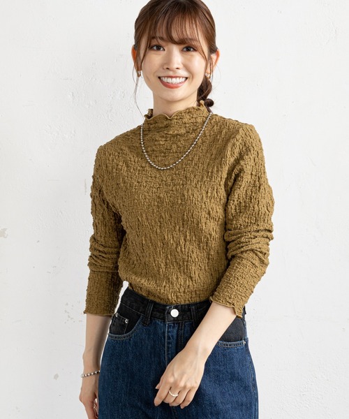 prose verse（プロズヴェール）の「シュリンク加工ハイネックプルオーバー（Tシャツ/カットソー・レディース・アイボリー/ブラック/カーキ・MEDIUM/LARGE）」の4枚目の写真