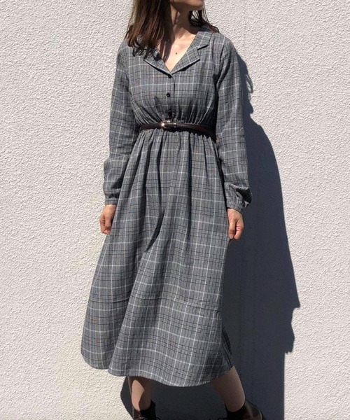 one after another NICE CLAUP（ワンアフターアナザーナイスクラップ）の「【ZOZOTOWN限定・大好評リバイバルアイテム】開襟レトロワンピース（ワンピース・レディース・ブラック/ブラック系その他/ブラウン/ブラウン系その他・FREE/L）」の2枚目の写真