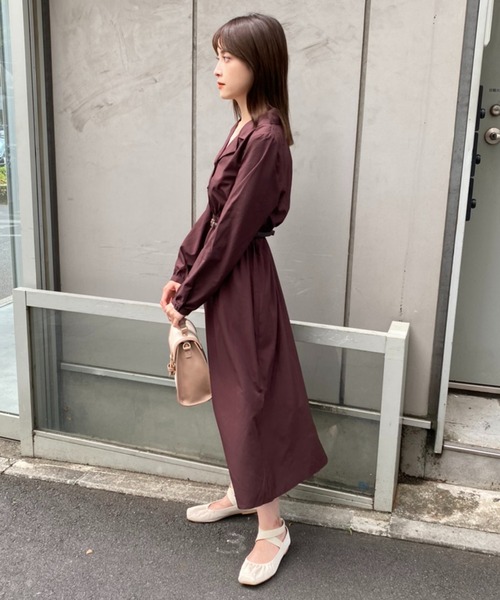 one after another NICE CLAUP（ワンアフターアナザーナイスクラップ）の「【ZOZOTOWN限定・大好評リバイバルアイテム】開襟レトロワンピース（ワンピース・レディース・ブラック/ブラック系その他/ブラウン/ブラウン系その他・FREE/L）」の7枚目の写真